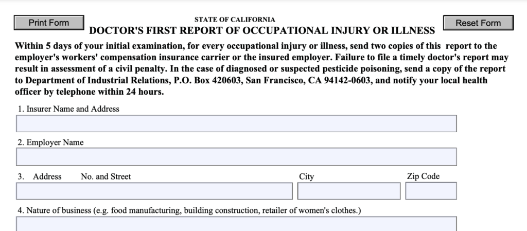 RateFast Definitions: California Doctor’s First Report of Occupational ...